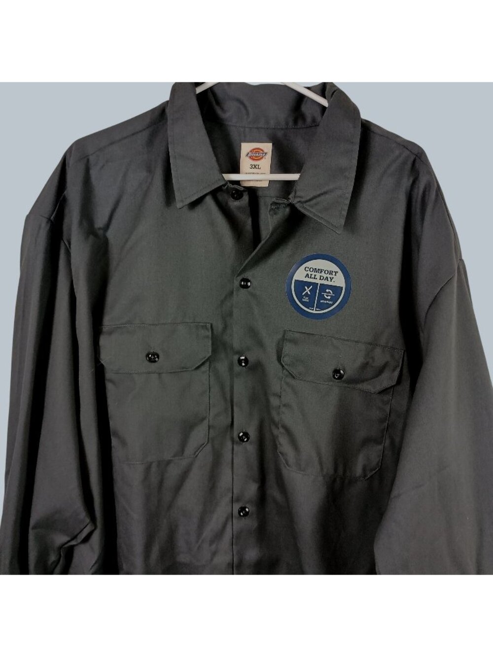 Dickies Flex Twill Work Shirt Relaxed Fit Mens 3XL Gray Utility Workwear